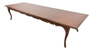 Baker Furniture Italian Provincial Louis XV Carved Cherry and Inlaid Burl Wood Extension Dining Table