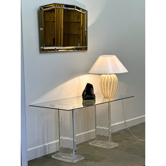 Vintage Murano Table Lamp with Swirled Gold and White Stripes, 1980s For Sale - Image 3 of 9