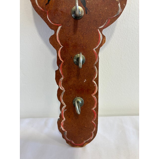 Vintage Hand-Painted Ladybug Wooden Wall Hook Rack For Sale - Image 4 of 7