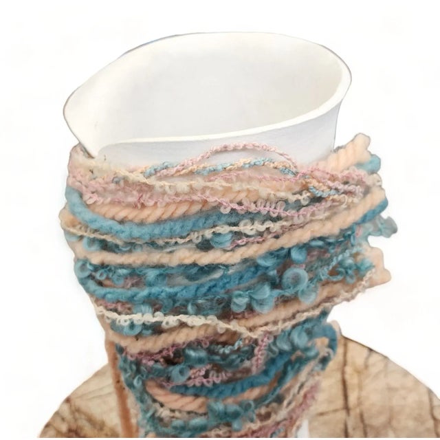 White Mixed Media Pottery N' Fiber Vase by EMFrisch ~ Eileen & Mark Frisch, Florida, C1990s For Sale - Image 8 of 8