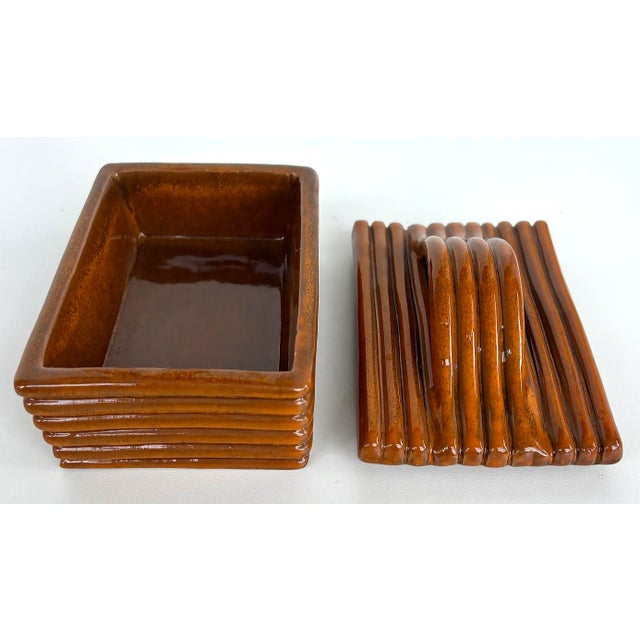 Mid 20th Century Mid-Century Raymor Glazed Ceramic Smoking Set Italy, Box, Lighter and Ashtray-Set of 3 For Sale - Image 5 of 9