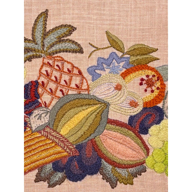 Vintage, Handmade Cornucopia Crewel Artwork For Sale - Image 4 of 7