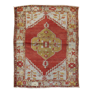 Traditional Red Vintage Turkish Oushak
