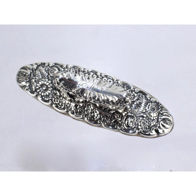 Metal Antique Tiffany & Co Sterling Silver Floral Repousse Nail Buffer For Sale - Image 7 of 11