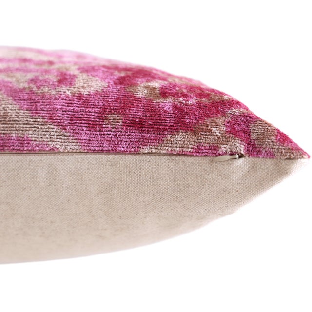 Rose Rose Silk Velvet Pillow 16x24 Handmade Luxury Lumbar Cushion For Sale - Image 8 of 9