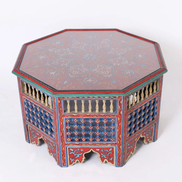 Moroccan Moroccan Painted Coffee Table or Stand For Sale - Image 3 of 9