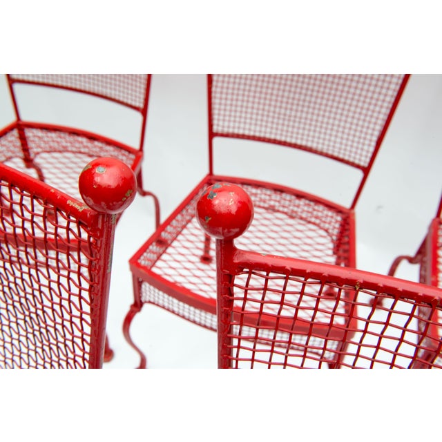 Set of Eight Mid-Century Modern Wrought Iron Dining Chairs, 1970s, Attributed For Sale - Image 12 of 13