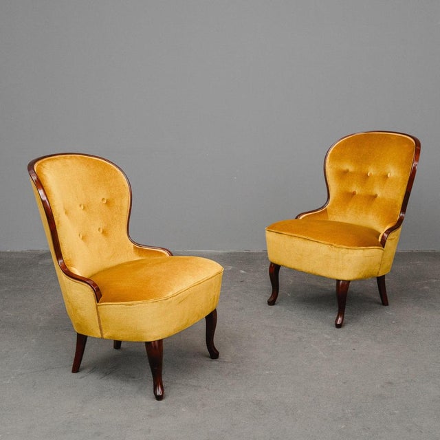 Mid-Century Armchairs in Yellow, Mid-20th Century, Set of 2 For Sale - Image 3 of 18