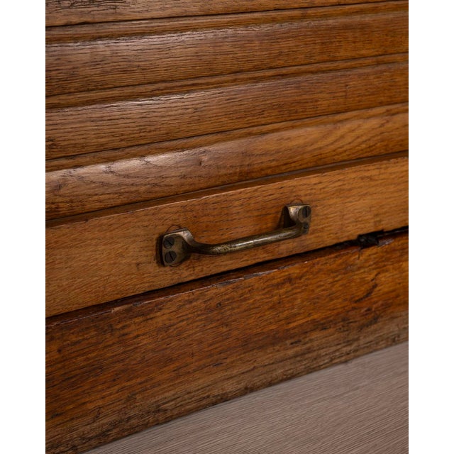 Vintag Industrial Style Wooden Rolling Shutter Filing Cabinet, 1940s For Sale - Image 9 of 18