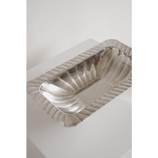 Metal Vintage Silver-Plated Fluted Dish For Sale - Image 7 of 10
