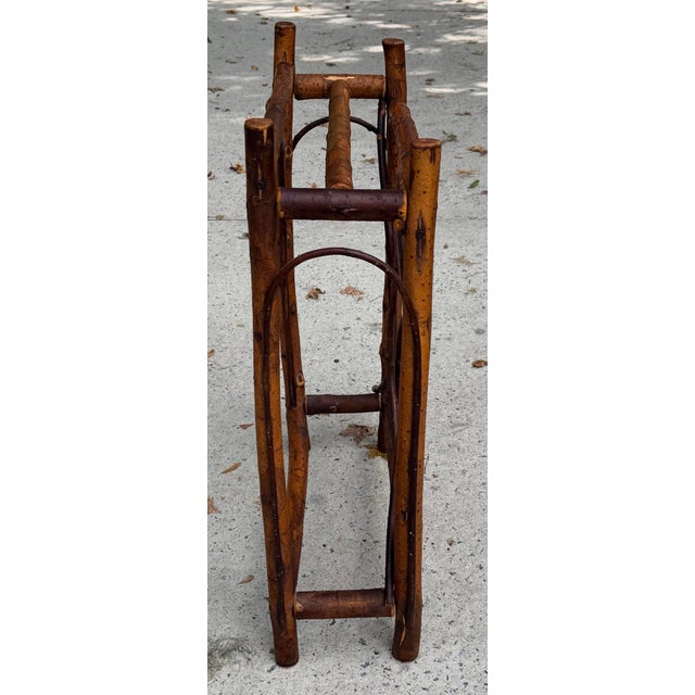 Brown Adirondack Folk Art Rustic Twig Blanket Quilt Rack For Sale - Image 8 of 15