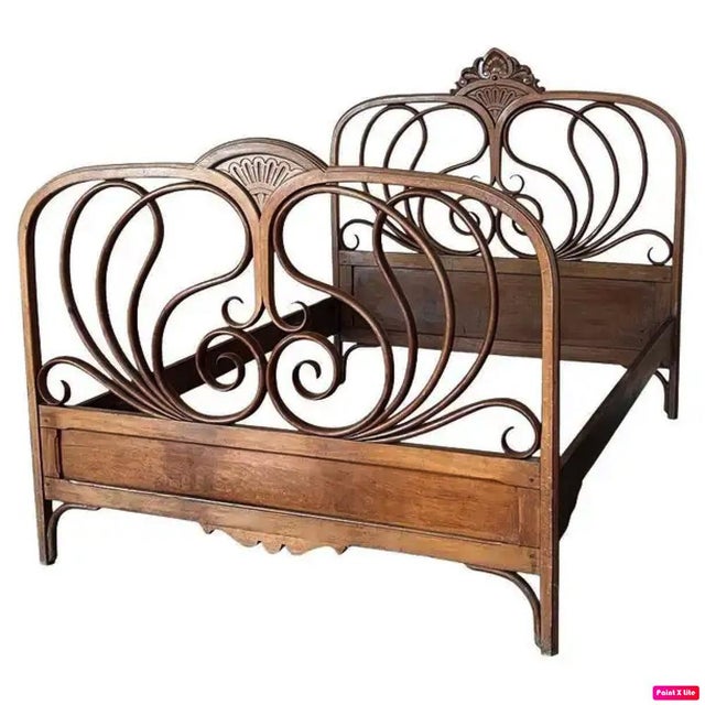 Austrian Bentwood Queen Bed by Jacob & Josef Kohn, 1900s For Sale - Image 10 of 10