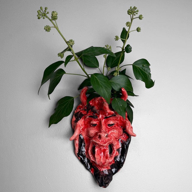 Contemporary Red Ceramic Apotropaic Mask, Gennaro Condurso, Italy, 2010s For Sale - Image 3 of 10
