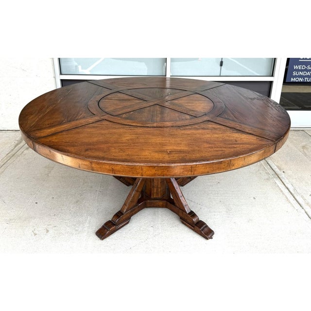 Farmhouse Jonathan Charles 60″ Round Dining Table With Inset Lazy Susan For Sale - Image 3 of 11