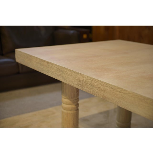 Beige Art Deco Table in Limed Oak in the style of Jean-Charles Moreux, 1940s For Sale - Image 8 of 15