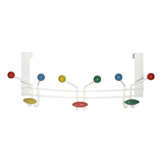Coat Rack in White Metal and Wood, France, 1970s For Sale