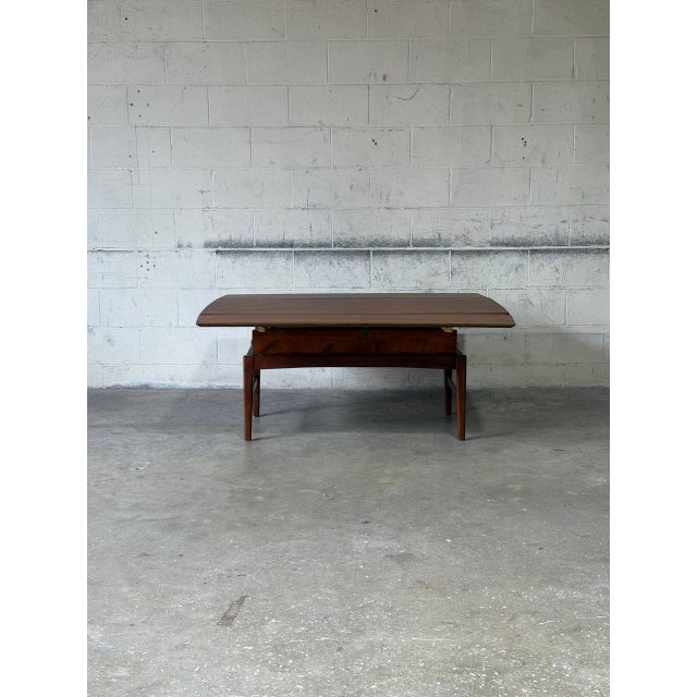 Teak Extendable Rectangular Coffee Table With Two Leaves Vintage Mid-Century Modern 1960s For Sale - Image 9 of 10
