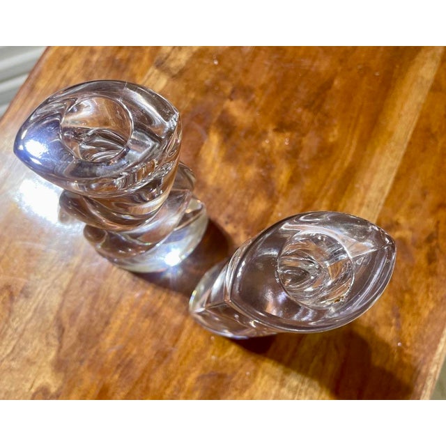 This sophisticated pair of vintage Mikasa crystal candlestick holders, circa 1980s, is sure to level up your dining table...
