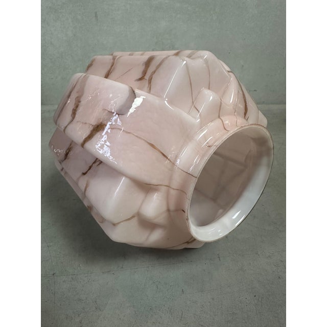 Gold Art Deco Hanging Light in Marbled Rose Opaline, 1930s For Sale - Image 8 of 11