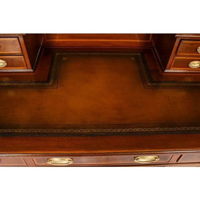 19th Century Victorian Inlaid Mahogany Pedestal Desk For Sale - Image 4 of 18