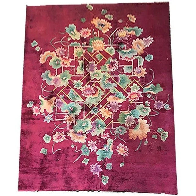 Antique Art Deco Floral Chinese Rug For Sale - Image 10 of 10
