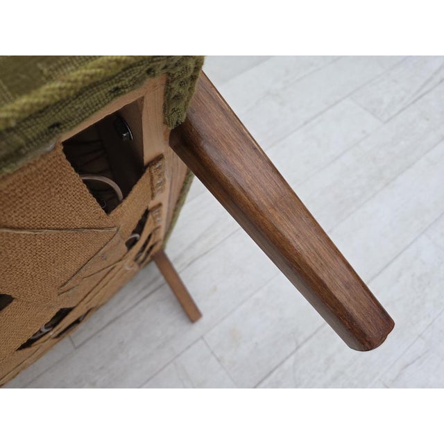 Danish Armchair in Green Velour and Ash, 1960s For Sale - Image 14 of 16