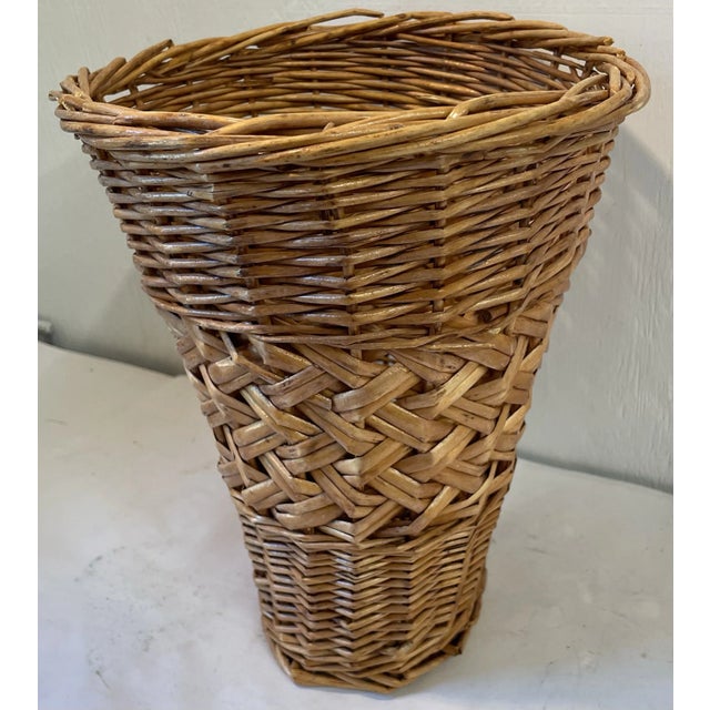 Late 20th Century Vintage Wicker Trash Can For Sale - Image 5 of 8