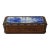 Antique Victorian Jewelry Box Blue Porcelain Landscape Inlay Mother of Pearl Marquetry Wood Trinket Casket For Sale