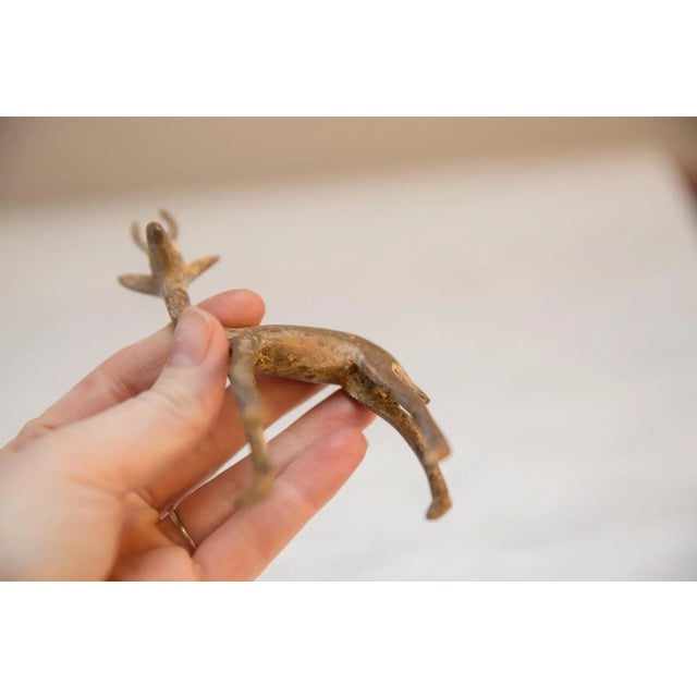 Metal Vintage African Golden Patina Mixed Metal Gazelle For Sale - Image 7 of 9
