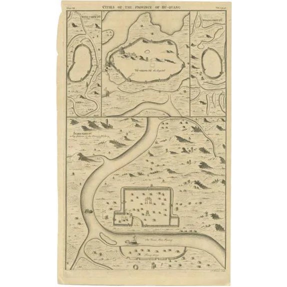 Antique Map of the Cities of Hu-Quang by Basire, 1738 For Sale