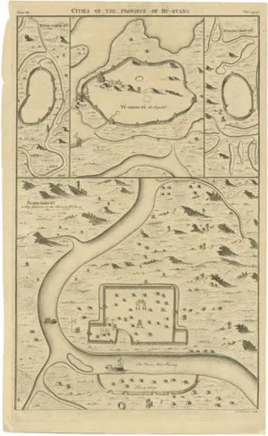 Antique Map of the Cities of Hu-Quang by Basire, 1738