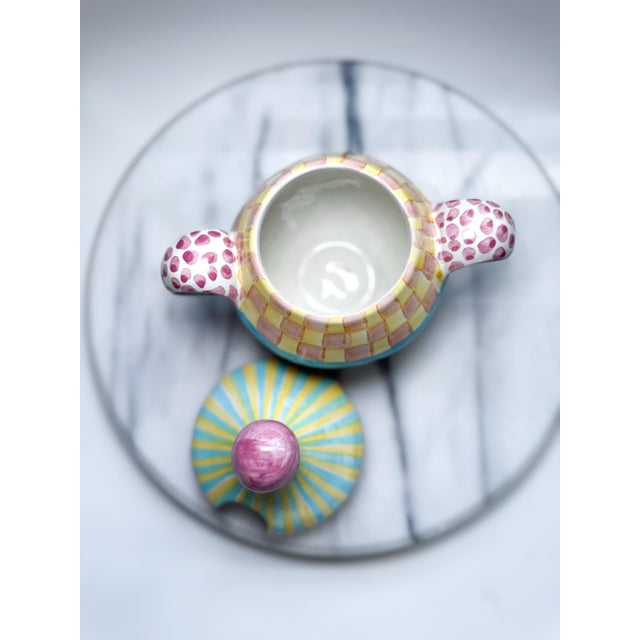1990s Vintage Hand Painted MacKenzie Childs "Aurora" Sugar Bowl For Sale - Image 5 of 6