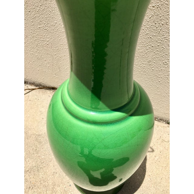 Tall Vintage Green Ceramic Table Lamp With Lucite Finial Chairish