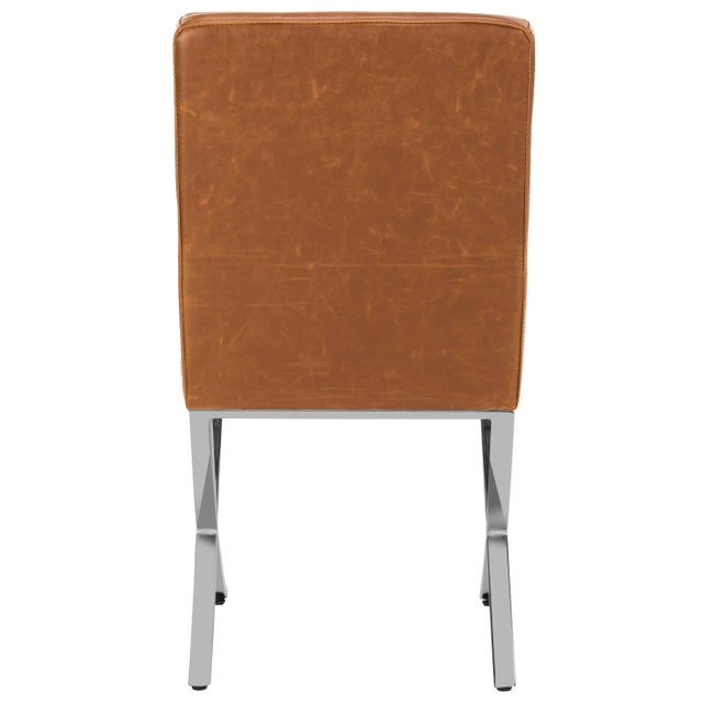 Tufted Side Chair in Light Brown & Chrome For Sale - Image 4 of 10