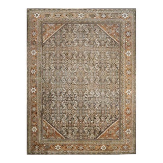 Antique Persian Sultanabad Wool 10x14 Orange, Taupe & Ivory Handmade Area Rug #1143026 For Sale