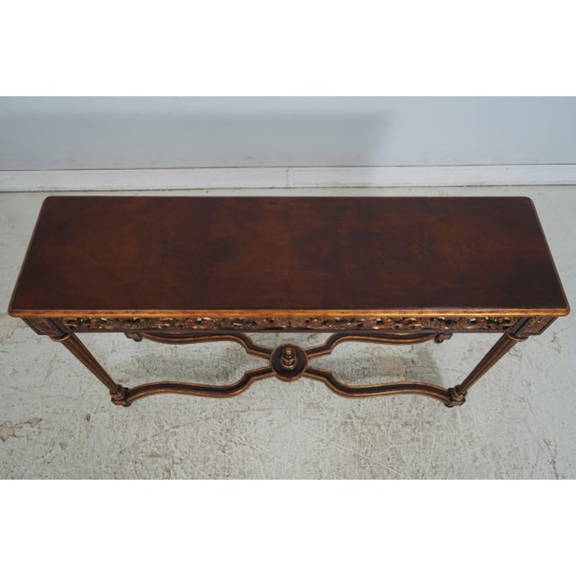 French Maitland Smith French Louis XVI Style Mahogany & Gold Console Table For Sale - Image 3 of 15