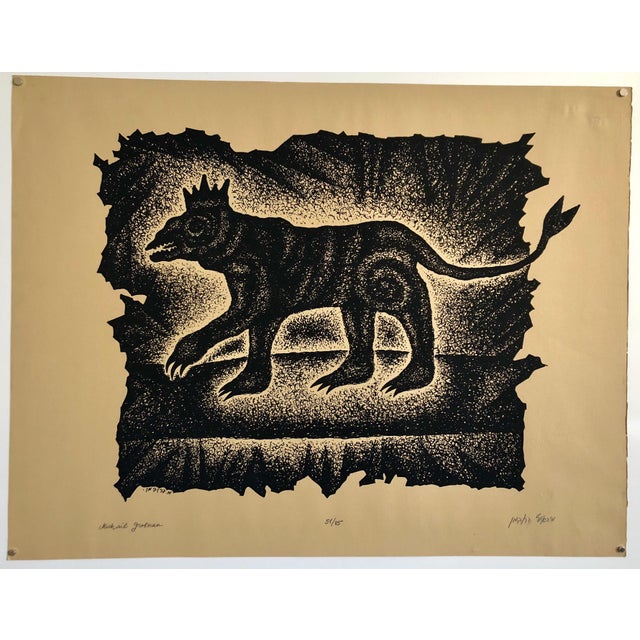Michail GrobmanLarge Post Soviet Non Conformist Russian Israeli Animal Beast Lithograph Print For Sale In Miami - Image 6 of 6