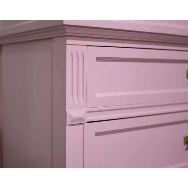 Mid Century Transitional Highboy Dresser by Dixie Furniture in Pink - Newly Painted For Sale - Image 13 of 14