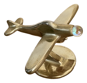 Vintage Brass Paperweight Airplane