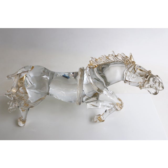 Mid-Century Italian Murano Glass Horse Sculpture with 24 Karat Gold by Arnaldo Zanella, 1970s For Sale - Image 4 of 18