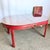 Chinese Red and Gold Lacquered Hand Painted Extendable Dining Table With Glass Top For Sale - Image 4 of 12