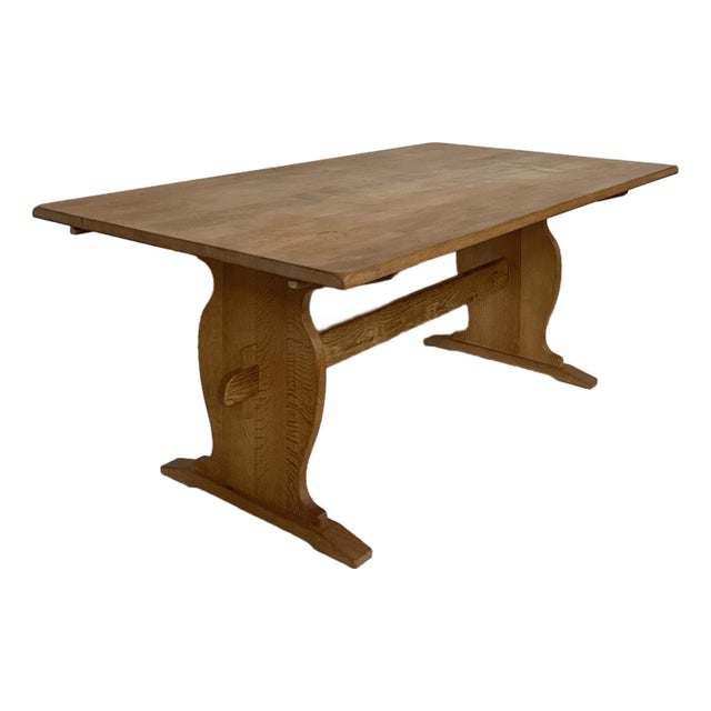 1970s Oak Trestle-Dining Table, Manner of Henning Kjaernulf For Sale