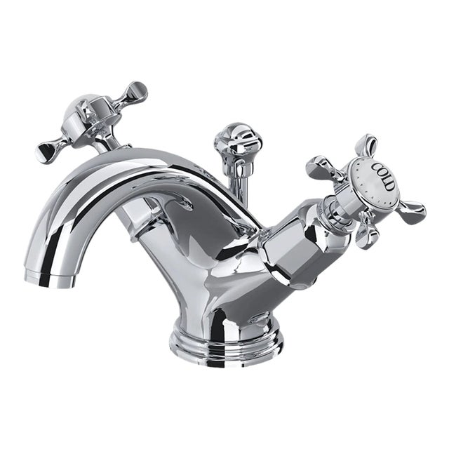 Perrin & Rowe Edwardian Bathroom Sink Faucet in Chrome Finish - Made in Britain For Sale