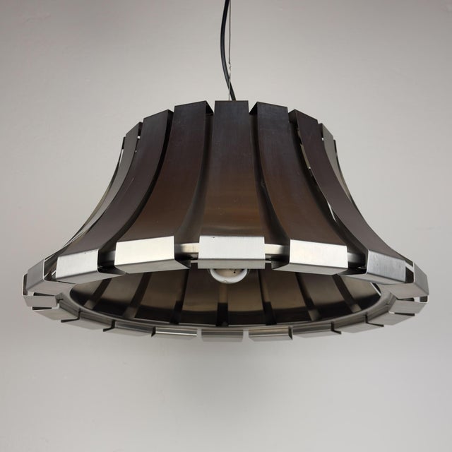 Vintage Metal Pendant Lamp attributed Elio Martinelli for Martinelli Luce, Italy, 1960s For Sale - Image 9 of 18