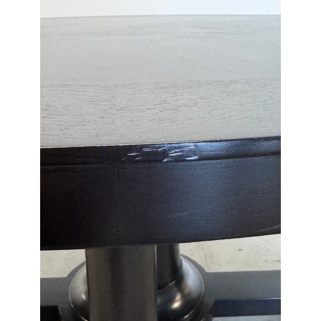 Neoclassical Late 20th Century Christian Liaigre at Holly Hunt 60" Round Dining Table, Ebonized Black Oak, Column Pedestal Base For Sale - Image 3 of 14