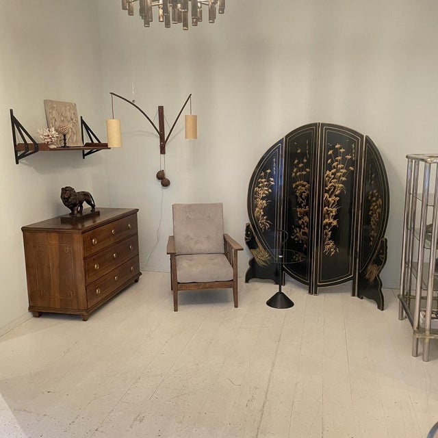 Chinoiserie and Black Lacquer Four-Panel Folding Screen Room Divider, 1930s For Sale - Image 11 of 18