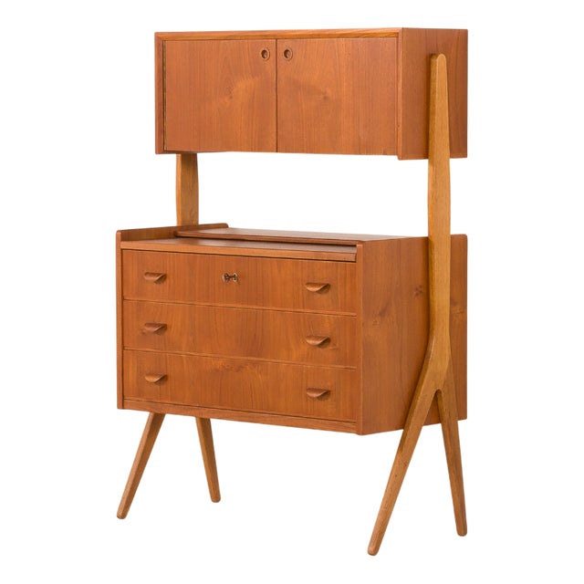Danish Teak Secretaire with Hidden Vanity attributed to Poul Volther, 1960s For Sale