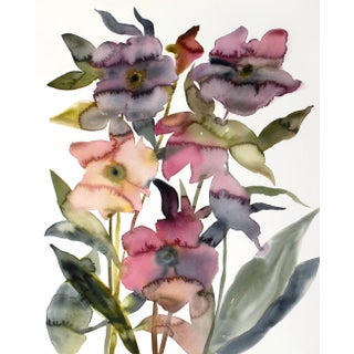 "Hellebore No. 39" Contemporary Original Botanical Flowers Watercolor Painting by Elizabeth Becker For Sale