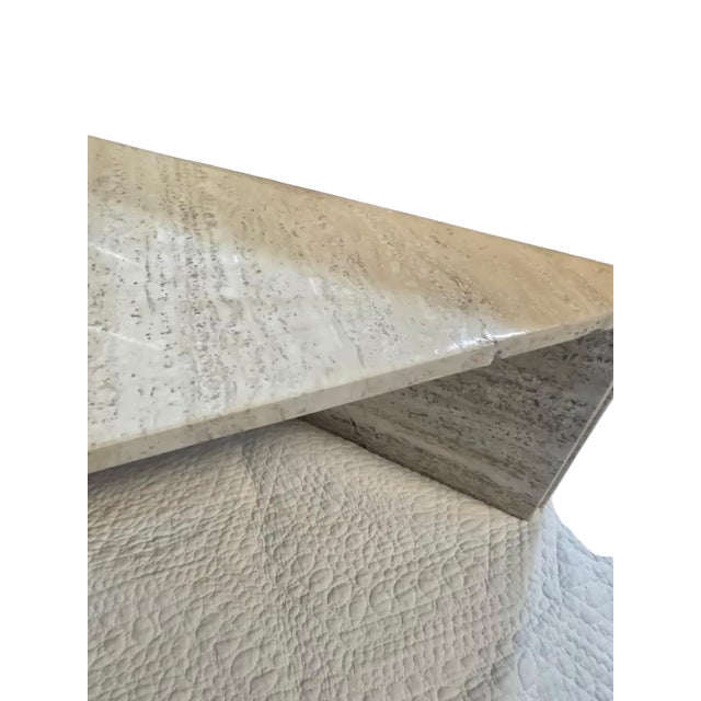Mid 20th Century Postmodern Travertine Asymmetrical Sculptural Coffee Table For Sale - Image 6 of 7