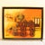 Original oil on canvas painting signed Garret features a modern stylized steam train engine in bright oranges and yellows...